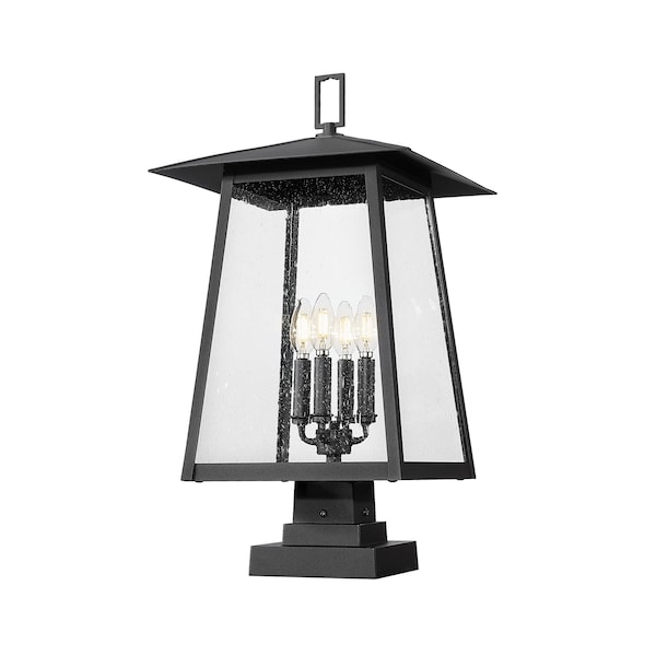 Rainer 4 Light Outdoor Pier Mounted Fixture, 13.5in. W X 25.25in. H, Black